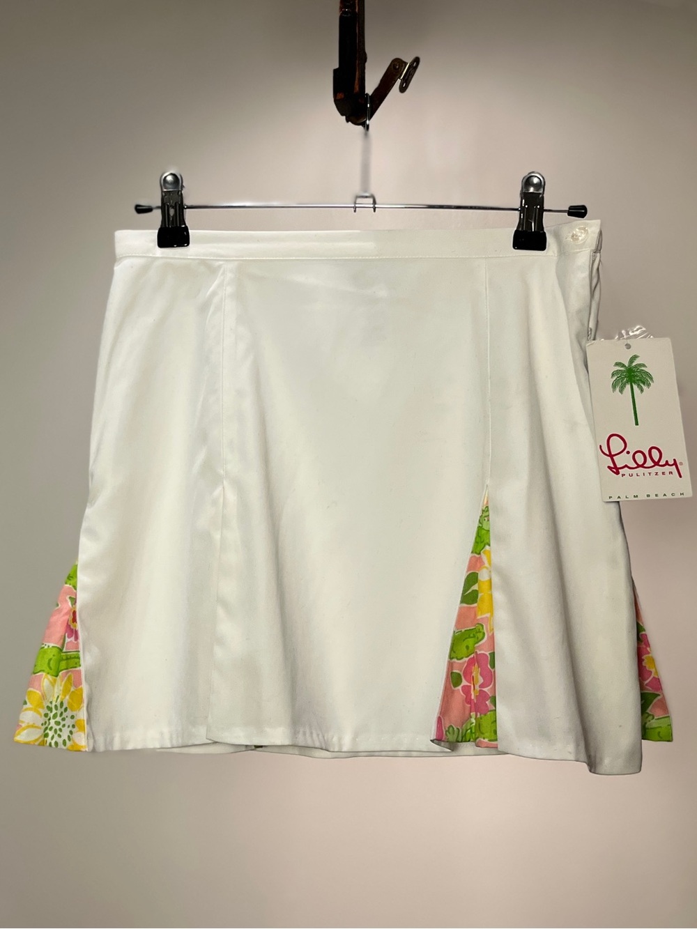Lilly Pulitzer Lobb Skirt White Pleated Floral Inset Tennis Golf NWT Size 2
